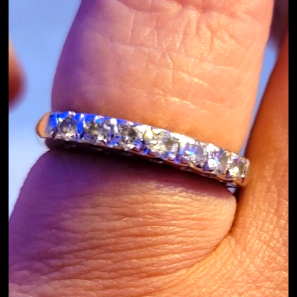 Diamond And White Gold Wedding Band Size 6.5